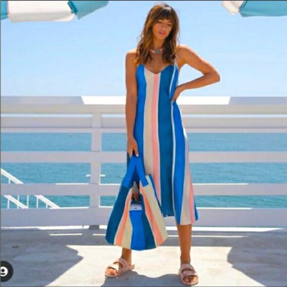 NWT lemlem x H&M Blue and Pink Striped Dress - Picture 11 of 13